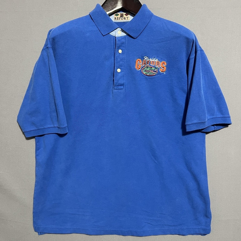 Resort Polo Shirt Mens XL Blue Florida Gators Embroidered Logo NCAA UF 1990s